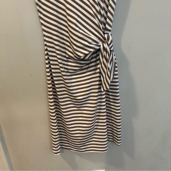 J.McLaughlin Elora Dress Brown White Stripes Catalina Cloth Sz M Coastal Prep - Picture 5 of 12